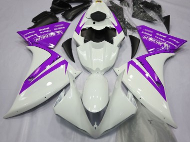 Gloss White and Purple 2013-2014 Yamaha R1 Motorcycle Fairings