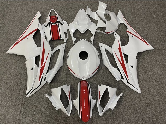 Gloss White and Red 2008-2016 Yamaha R6 Motorcycle Fairings Gloss White and Red 2008-2016 Yamaha R6 Motorcycle Fairings