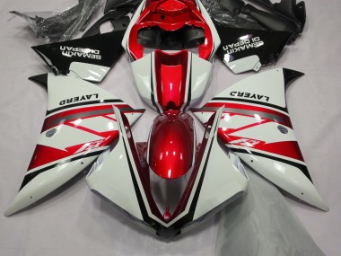 Gloss White and Red 2013-2014 Yamaha R1 Motorcycle Fairings