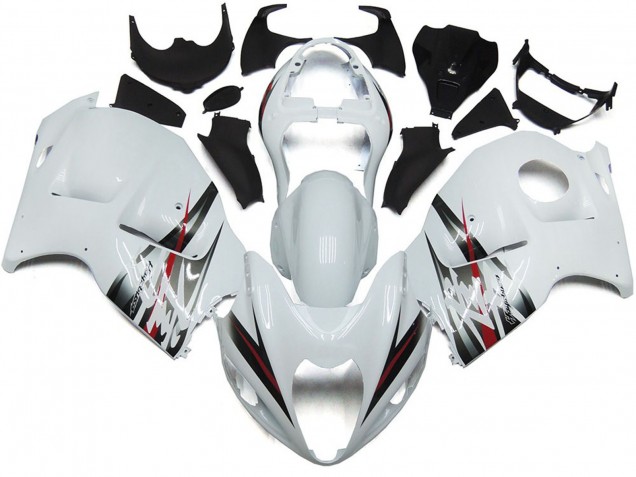 Gloss White and Silver Style 1997-2007 Suzuki GSXR 1300 Motorcycle Fairings