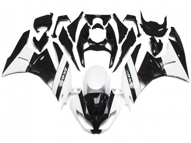Gloss White and Slick Black 2009-2012 Kawasaki ZX6R Motorcycle Fairings Gloss White and Slick Black 2009-2012 Kawasaki ZX6R Motorcycle Fairings