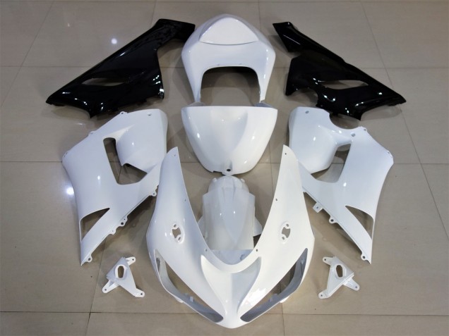 Gloss White & Black 2005-2006 Kawasaki ZX6R Motorcycle Fairings Gloss White & Black 2005-2006 Kawasaki ZX6R Motorcycle Fairings