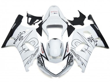 Gloss White Corona and Black 2001-2003 Suzuki GSXR 600-750 Motorcycle Fairings