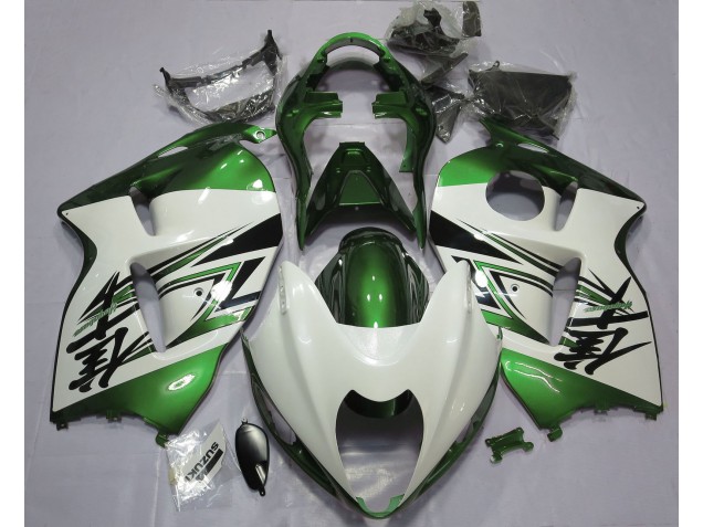 Gloss White & Green 1997-2007 Suzuki GSXR 1300 Motorcycle Fairings Gloss White & Green 1997-2007 Suzuki GSXR 1300 Motorcycle Fairings
