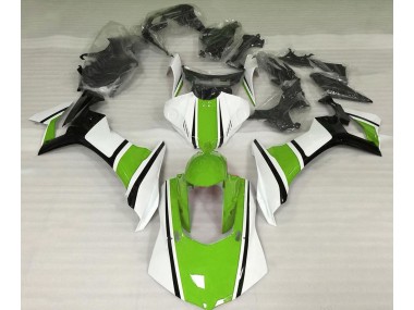Gloss White Green and Black 2015-2019 Yamaha R1 Motorcycle Fairings