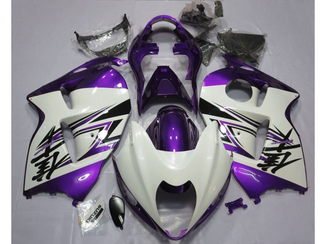 Gloss White & Purple 1997-2007 Suzuki GSXR 1300 Motorcycle Fairings Gloss White & Purple 1997-2007 Suzuki GSXR 1300 Motorcycle Fairings