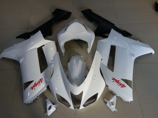 Gloss White & Red Logos 2007-2008 Kawasaki ZX6R Motorcycle Fairings Gloss White & Red Logos 2007-2008 Kawasaki ZX6R Motorcycle Fairings