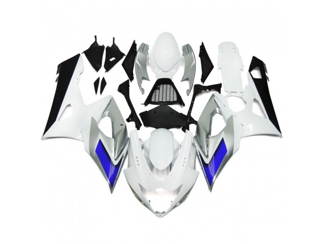 Gloss White Style with Silver Hints and Blue 2005-2006 Suzuki GSXR 1000 Motorcycle Fairings Gloss White Style with Silver Hints and Blue 2005-2006 Suzuki GSXR 1000 Motorcycle Fairings