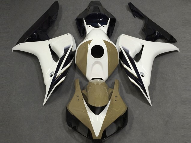 Gloss White Tan Black 2006-2007 Honda CBR1000RR Motorcycle Fairings Gloss White Tan Black 2006-2007 Honda CBR1000RR Motorcycle Fairings