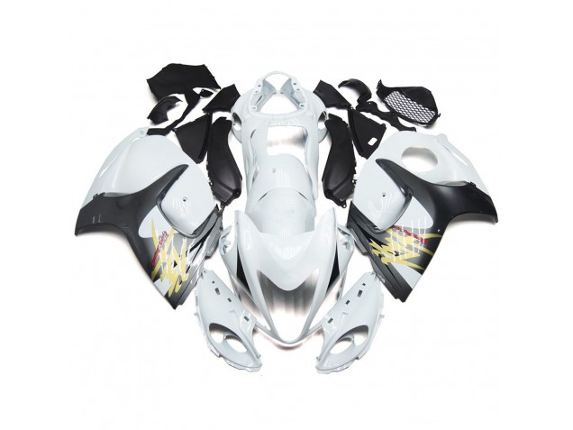 Gloss White with Silver Style 2008-2019 Suzuki GSXR 1300 Motorcycle Fairings Gloss White with Silver Style 2008-2019 Suzuki GSXR 1300 Motorcycle Fairings