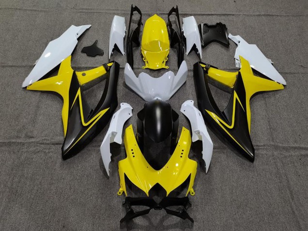 Gloss Yellow and White 2008-2010 Suzuki GSXR 600-750 Motorcycle Fairings Gloss Yellow and White 2008-2010 Suzuki GSXR 600-750 Motorcycle Fairings