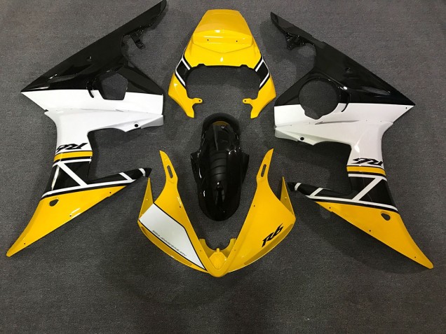 Gloss Yellow & White 2003-2005 Yamaha R6 Motorcycle Fairings Gloss Yellow & White 2003-2005 Yamaha R6 Motorcycle Fairings