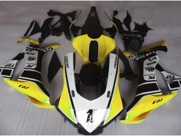 Gloss Yellow & White 2015-2019 Yamaha R1 Motorcycle Fairings Gloss Yellow & White 2015-2019 Yamaha R1 Motorcycle Fairings
