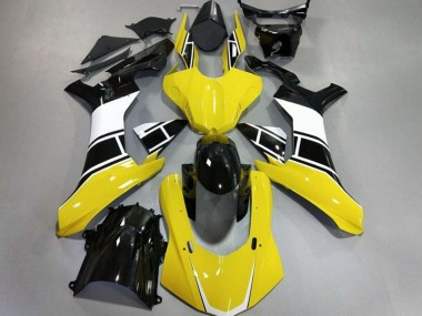 Gloss Yellow White and Black 2015-2019 Yamaha R1 Motorcycle Fairings