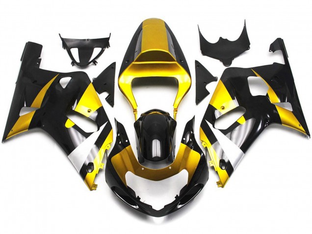 Gold and Black Gloss Style 2001-2003 Suzuki GSXR 600-750 Motorcycle Fairings Gold and Black Gloss Style 2001-2003 Suzuki GSXR 600-750 Motorcycle Fairings