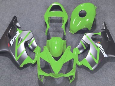 Green and Matte Silver 2001-2003 Honda CBR600 F4i Motorcycle Fairings