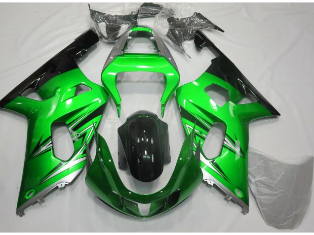 Green and Silver 2001-2003 Suzuki GSXR 600-750 Motorcycle Fairings Green and Silver 2001-2003 Suzuki GSXR 600-750 Motorcycle Fairings