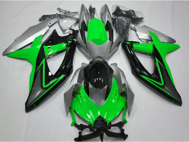 Green and Silver 2008-2010 Suzuki GSXR 600-750 Motorcycle Fairings Green and Silver 2008-2010 Suzuki GSXR 600-750 Motorcycle Fairings