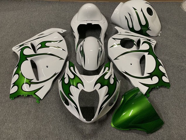 Green and White 1997-2007 Suzuki GSXR 1300 Motorcycle Fairings