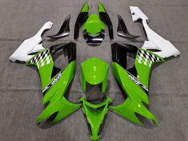 Green and White Cheq 2008-2010 Kawasaki ZX10R Motorcycle Fairings
