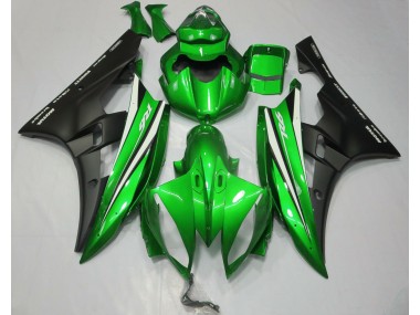 Green Black and White 2006-2007 Yamaha R6 Motorcycle Fairings
