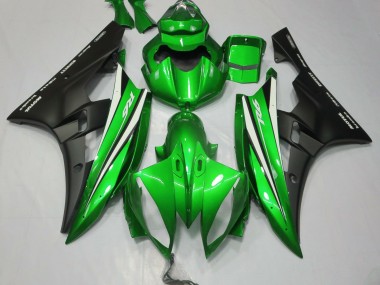 Green Black and White 2006-2007 Yamaha R6 Motorcycle Fairings