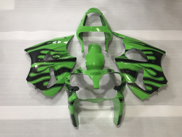 Green & Black Flame 2000-2002 Kawasaki ZX6R Motorcycle Fairings Green & Black Flame 2000-2002 Kawasaki ZX6R Motorcycle Fairings