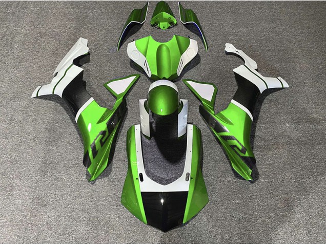 Green & Carbon Fiber Accents 2015-2019 Yamaha R1 Motorcycle Fairings Green & Carbon Fiber Accents 2015-2019 Yamaha R1 Motorcycle Fairings
