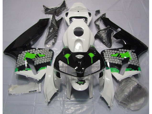 Green Splatter on Gloss Black 2005-2006 Honda CBR600RR Motorcycle Fairings Green Splatter on Gloss Black 2005-2006 Honda CBR600RR Motorcycle Fairings