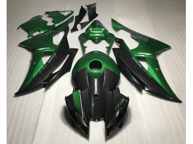 Green w Carbon Style 2008-2016 Yamaha R6 Motorcycle Fairings