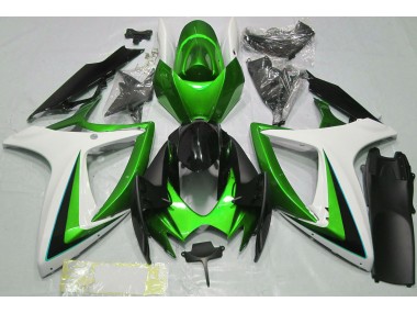 Green & White 2006-2007 Suzuki GSXR 600-750 Motorcycle Fairings