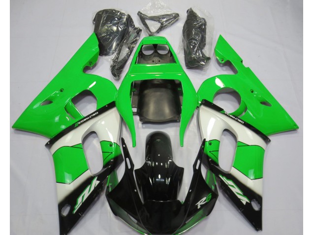 Green White and Black 1998-2002 Yamaha R6 Motorcycle Fairings Green White and Black 1998-2002 Yamaha R6 Motorcycle Fairings