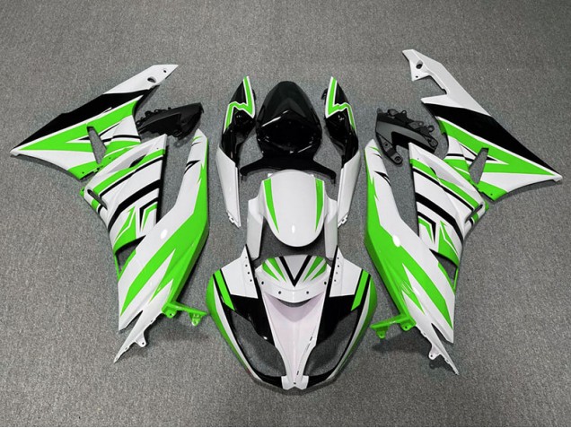 Green White and Black Zag 2009-2012 Kawasaki ZX6R Motorcycle Fairings Green White and Black Zag 2009-2012 Kawasaki ZX6R Motorcycle Fairings