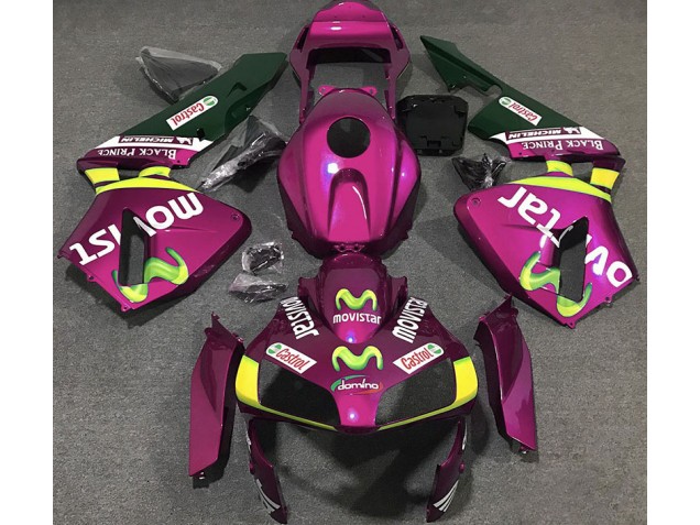 Hot Pink Movistar 2003-2004 Honda CBR600RR Motorcycle Fairings Hot Pink Movistar 2003-2004 Honda CBR600RR Motorcycle Fairings