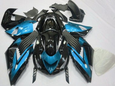 Light Blue and Black Plain 2006-2011 Kawasaki ZX14R Motorcycle Fairings