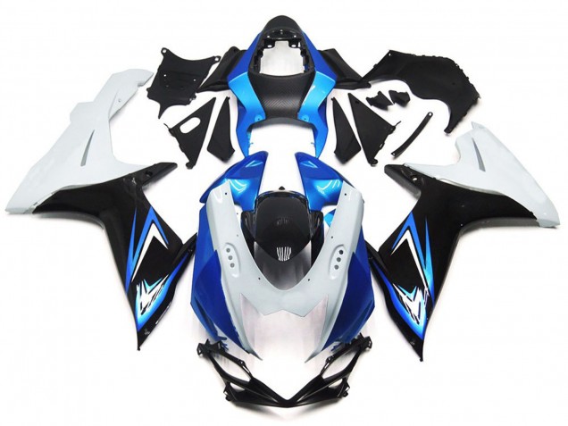Light Blue and Gloss White Style with Black 2011-2020 Suzuki GSXR 600-750 Motorcycle Fairings Light Blue and Gloss White Style with Black 2011-2020 Suzuki GSXR 600-750 Motorcycle Fairings