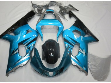 Light Blue and Silver 2001-2003 Suzuki GSXR 600-750 Motorcycle Fairings