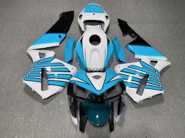 Light Blue and White Wings 2005-2006 Honda CBR600RR Motorcycle Fairings