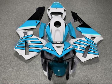 Light Blue and White Wings 2005-2006 Honda CBR600RR Motorcycle Fairings