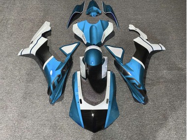 Light Blue & Carbon Fiber Accents 2015-2019 Yamaha R1 Motorcycle Fairings