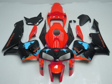 Light Blue Splatter on Red 2005-2006 Honda CBR600RR Motorcycle Fairings