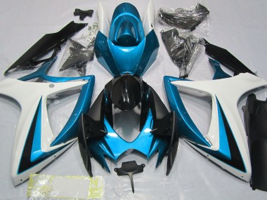 Light Blue & White 2006-2007 Suzuki GSXR 600-750 Motorcycle Fairings