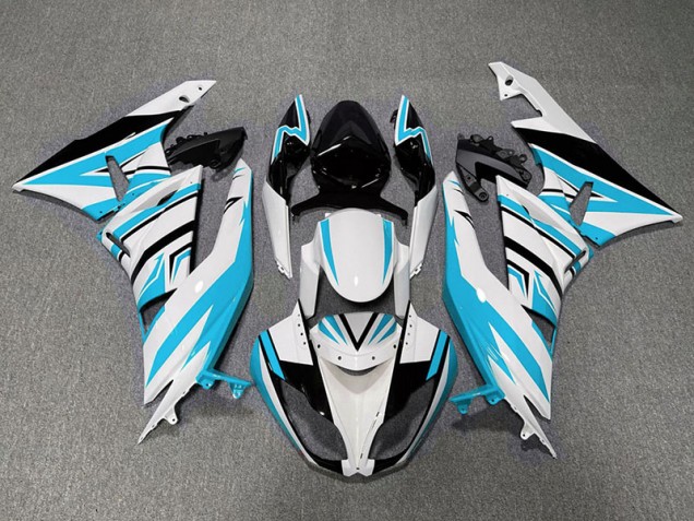 Light Blue White and Black Zag 2009-2012 Kawasaki ZX6R Motorcycle Fairings Light Blue White and Black Zag 2009-2012 Kawasaki ZX6R Motorcycle Fairings