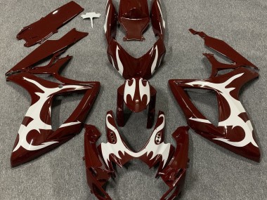 Maroon and White 2006-2007 Suzuki GSXR 600-750 Motorcycle Fairings