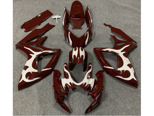 Maroon and White 2006-2007 Suzuki GSXR 600-750 Motorcycle Fairings Maroon and White 2006-2007 Suzuki GSXR 600-750 Motorcycle Fairings