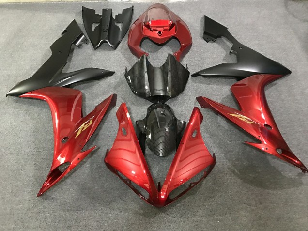 Maroon Red and Carbon Style 2004-2006 Yamaha R1 Motorcycle Fairings Maroon Red and Carbon Style 2004-2006 Yamaha R1 Motorcycle Fairings