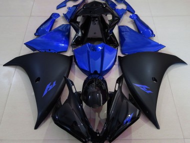 Matte Black and Blue 2013-2014 Yamaha R1 Motorcycle Fairings