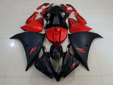 Matte Black and Fire Red 2013-2014 Yamaha R1 Motorcycle Fairings