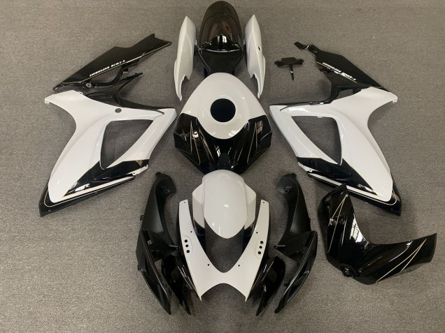 Matte Black and Gloss White 2006-2007 Suzuki GSXR 600-750 Motorcycle Fairings Matte Black and Gloss White 2006-2007 Suzuki GSXR 600-750 Motorcycle Fairings