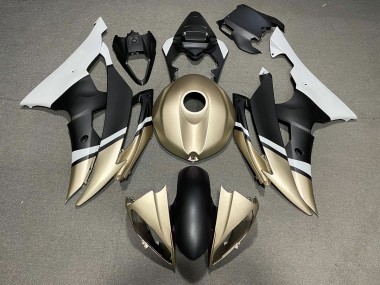 Matte Black and Gold 2008-2016 Yamaha R6 Motorcycle Fairings